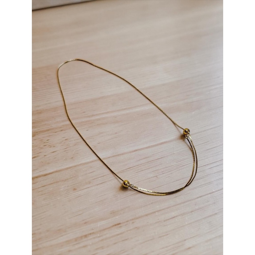 Adjustable Layered Chain Necklace Gold Tone Textured Bead Detail